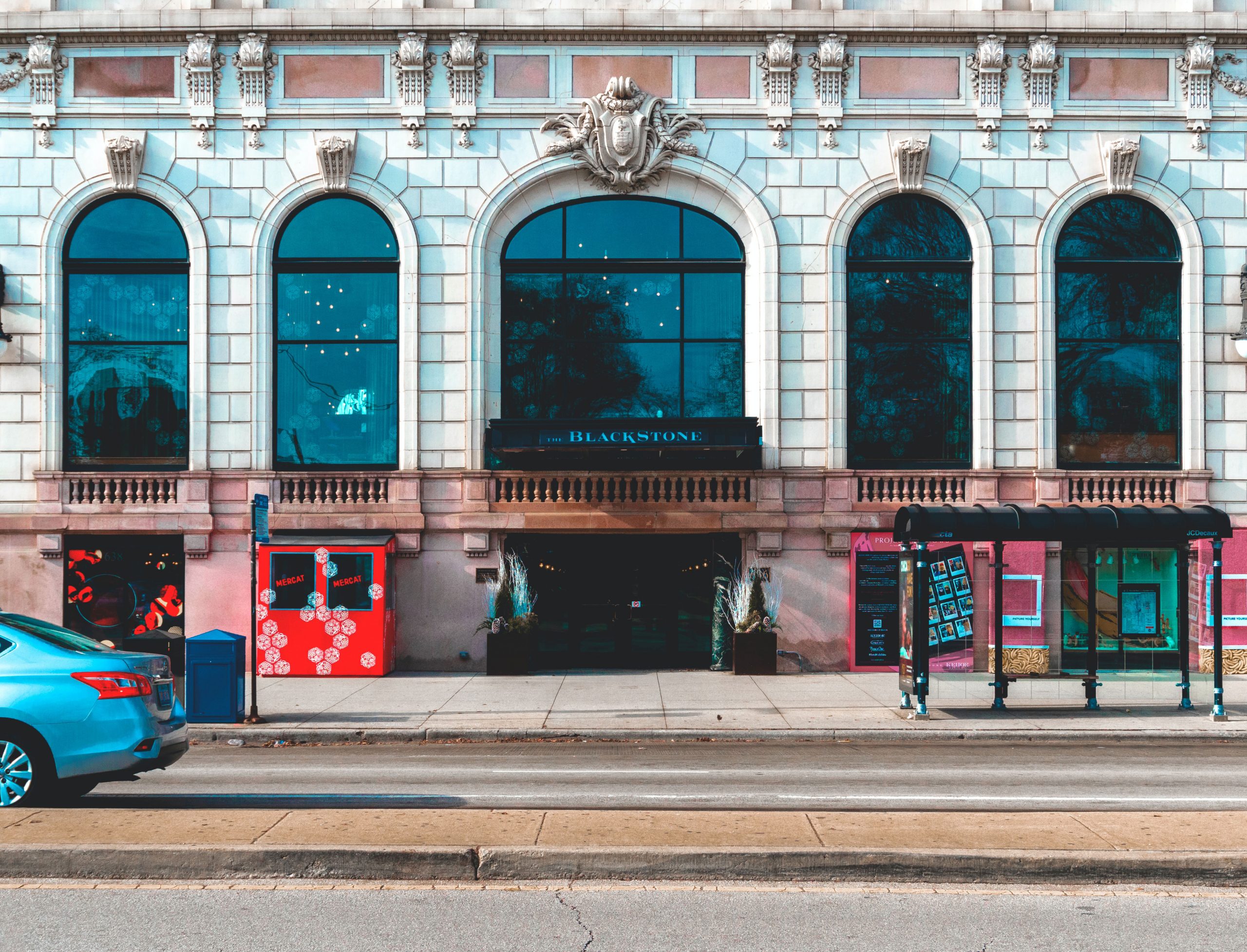 Exterior shot of a single modern apartment blocks.